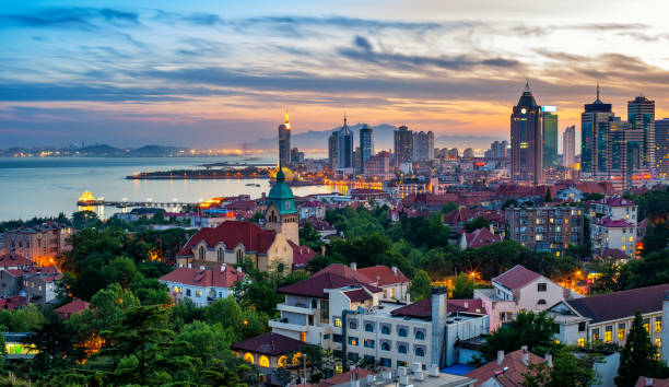 View of Qingdao during sunset