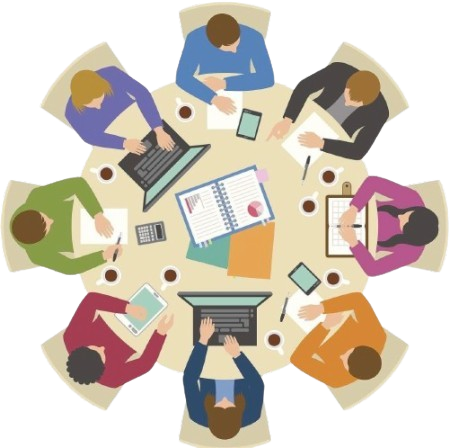 People on a round table having a meeting